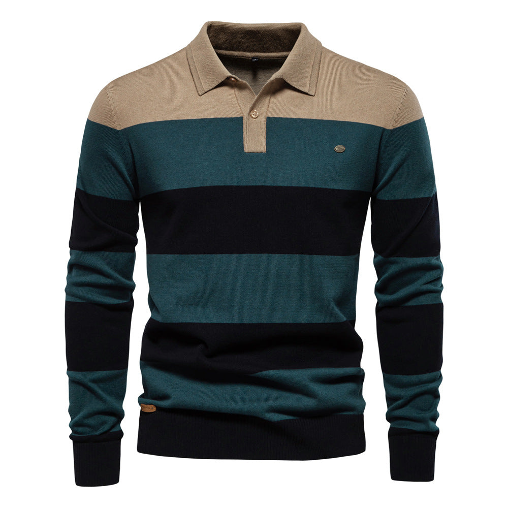 Men's Slim Lapel Fit Sweater – Polo Collar Long Sleeve