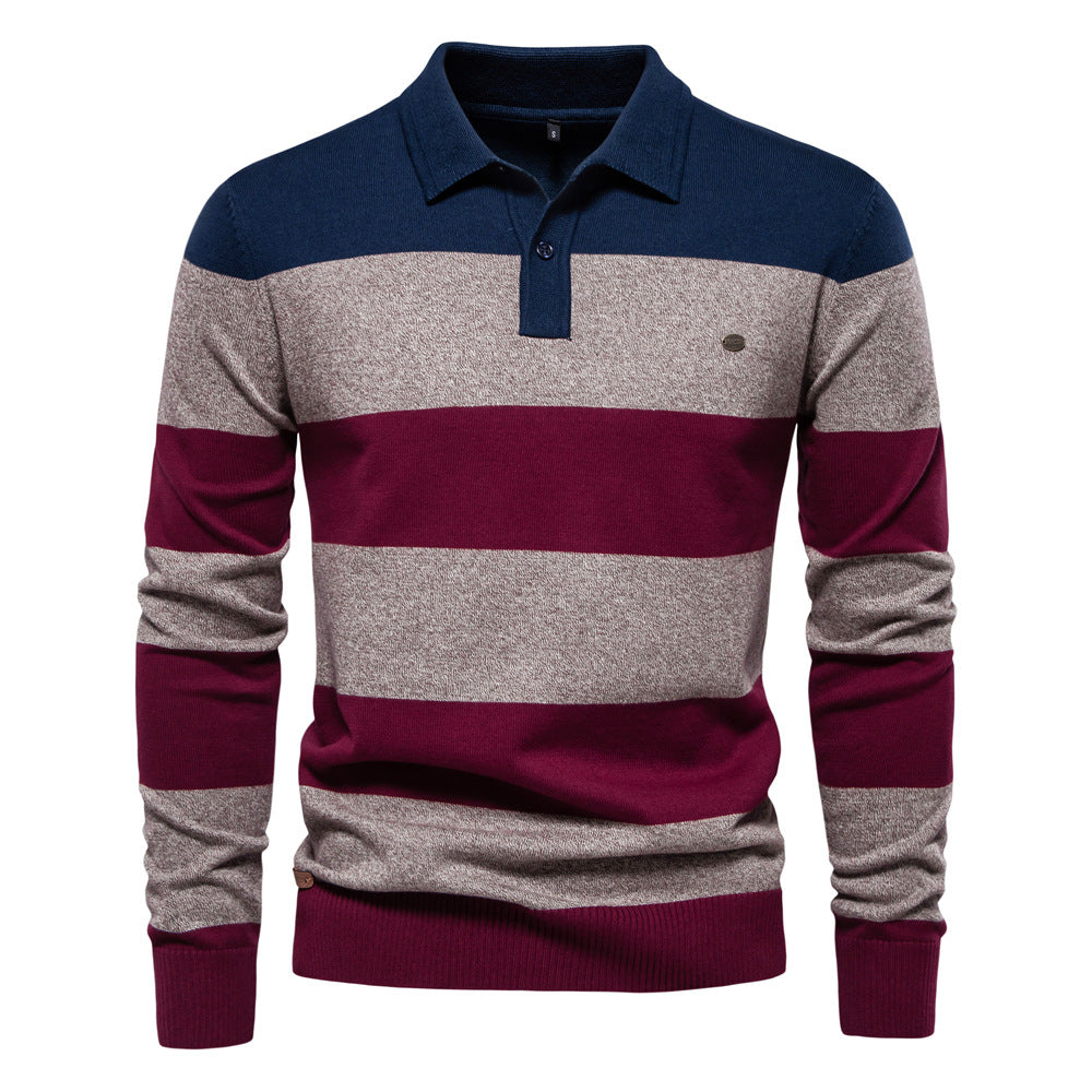 Men's Slim Lapel Fit Sweater – Polo Collar Long Sleeve