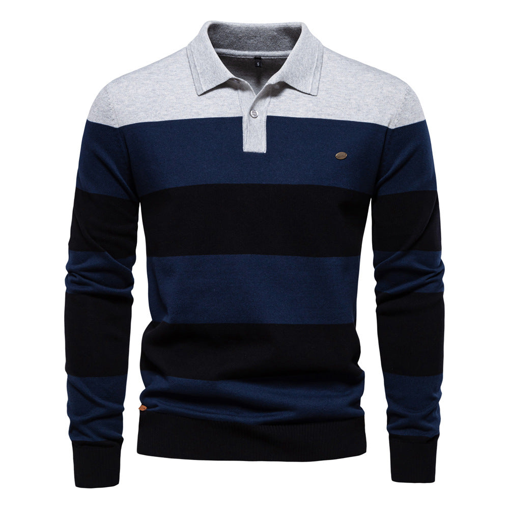 Men's Slim Lapel Fit Sweater – Polo Collar Long Sleeve