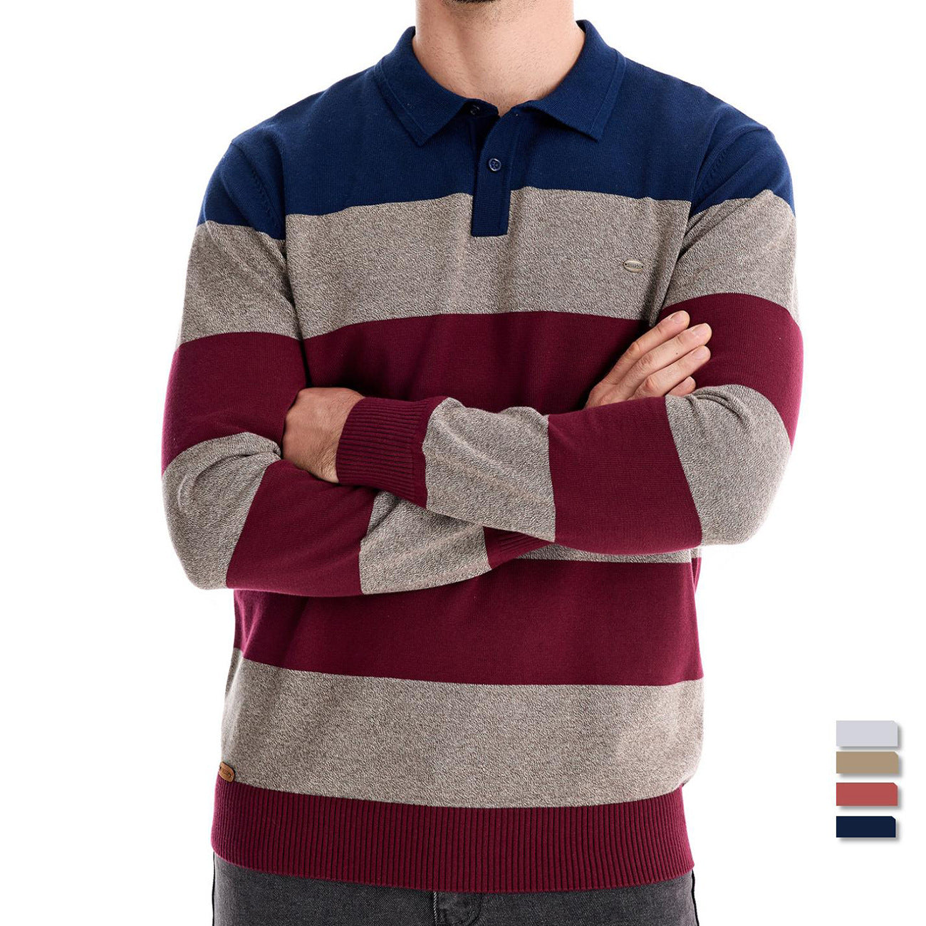 Men's Slim Lapel Fit Sweater – Polo Collar Long Sleeve