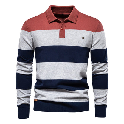 Men's Slim Lapel Fit Sweater – Polo Collar Long Sleeve