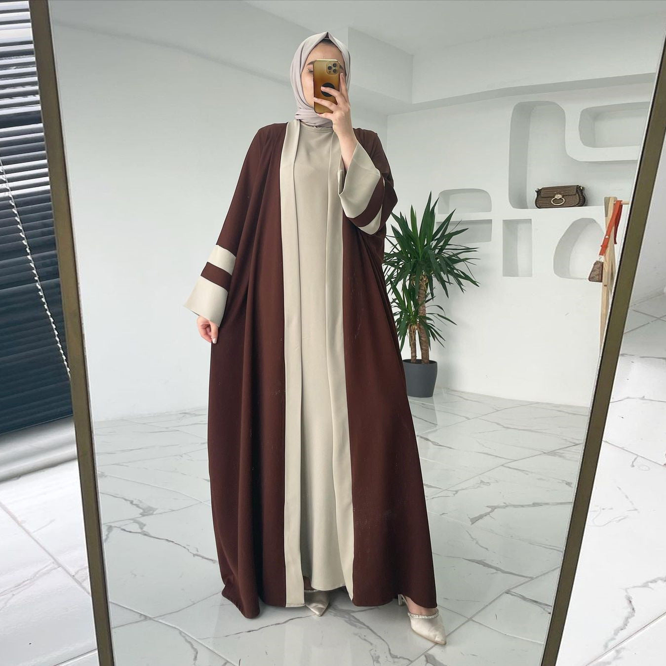 Muslim Abaya Two-Piece Suit – Long Dress for Women